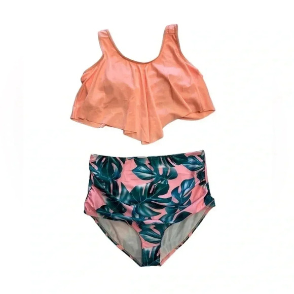 Summer Mae 2 Piece High Waist  Flounce Boy Shorts Floral Bikini Size XXL - Picture 7 of 16